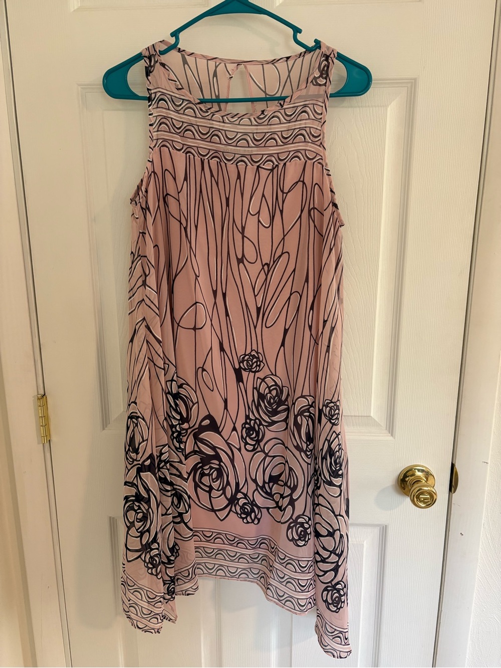 Robbie Bee Blush Pink & Black Floral High-Low Dress